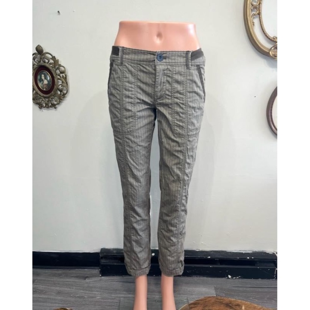 Wilfred Free Aritzia Pinstripe‎ Linen Blend Utility Trousers Pants Tan Size 8